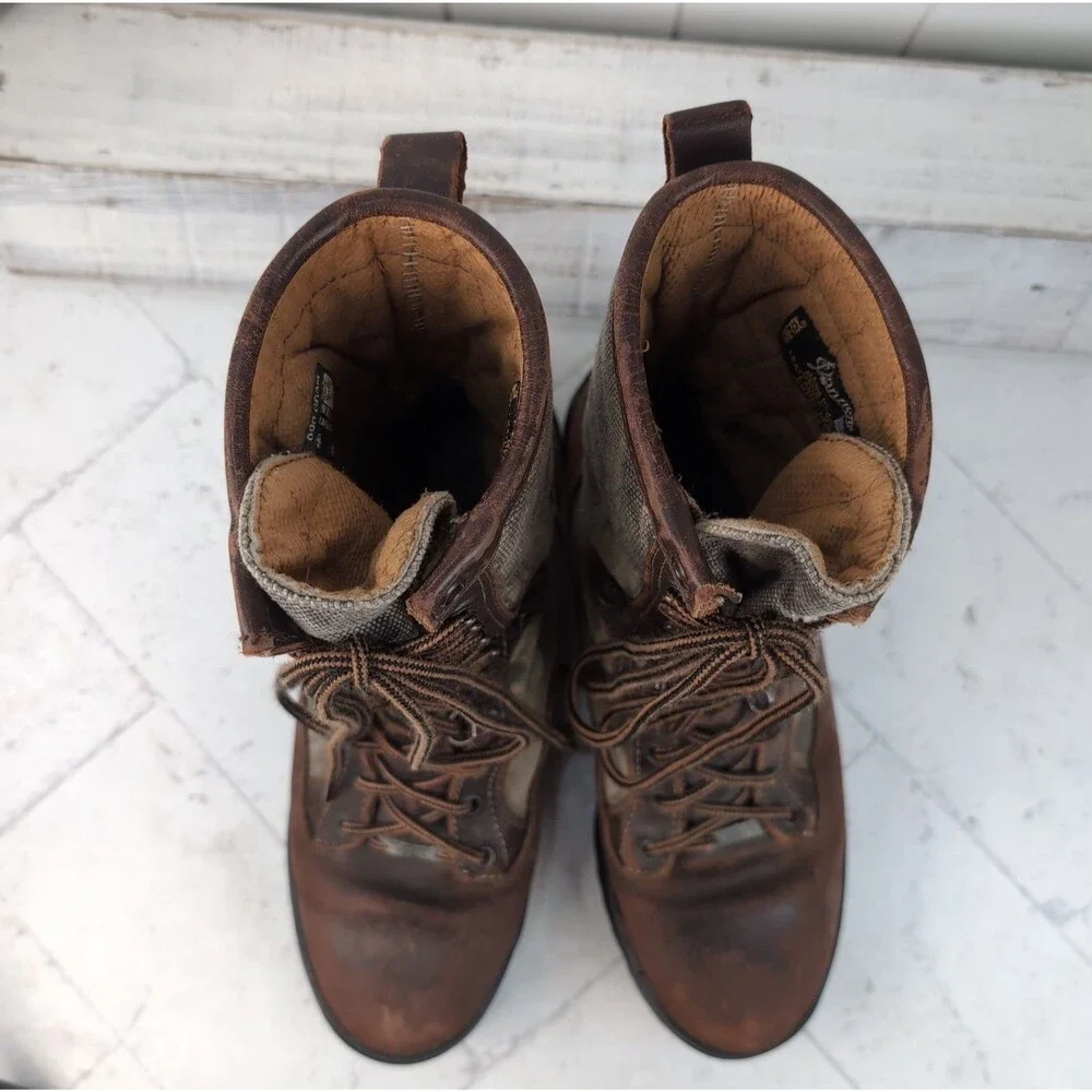 Vintage DANNER  Size 10 D  Camo Brown Hunting Field Boots Gore-Tex Vibram